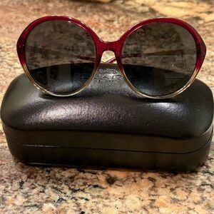 Coach Red Gradient Round Sunglasses